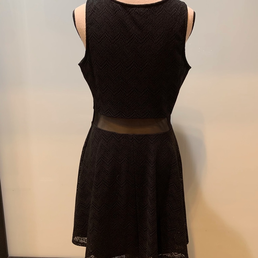 Want & Need Black Heavy Lace Dress w/ Net Waist XL